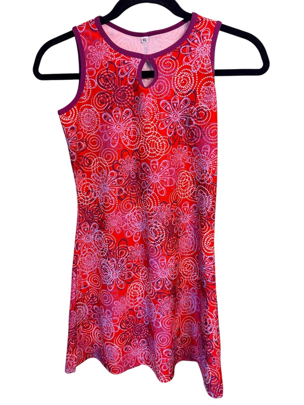 Nuu Muu Red and Pink Floral Print Tank Athletic Dress, size XL